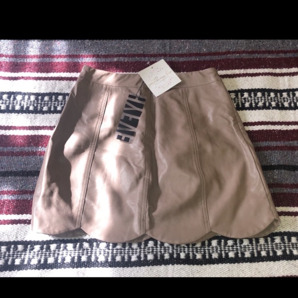 beige leather skirt NWT